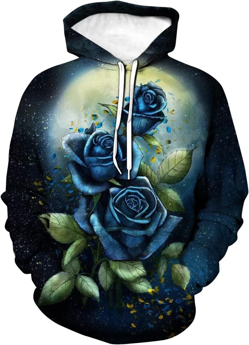 Hoodie for Mens Womens 3D Printing Casual Hooded Sweatshirt Pullover Floral Rose Hoodie for Men Women Graphic Hoodies sweatshirt Pullover Long Sleeve
