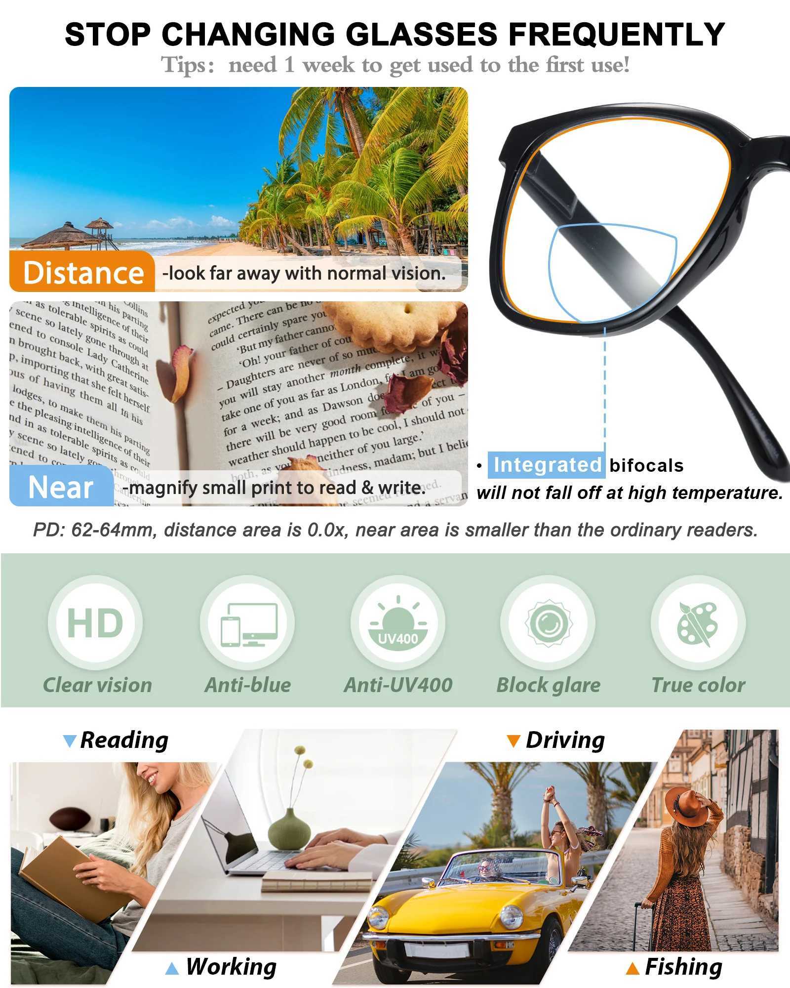 Large curved square frame female reading glasses Presbyopia glasses optical anti blue light glasses frame solid color design W240906