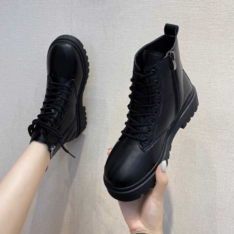 Autumn Black Martin Boots Womens Muffin Thick Soled Fashion Short Ankle Boots Women Shoes 240826