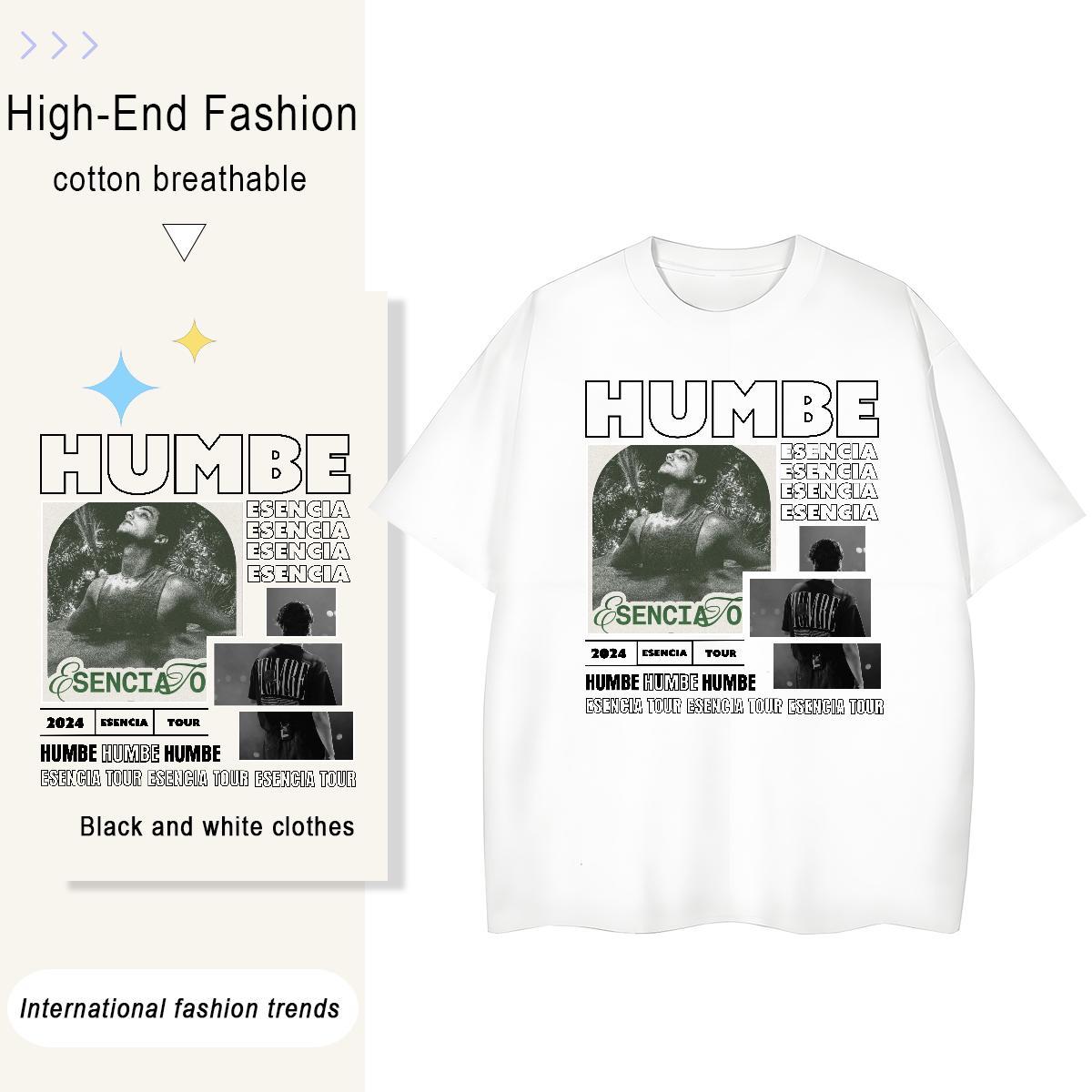 2024 Casual T-Shirts 230g Pure Cotton Breathable Short Sleeve Summer Casual HUMBE Women Tshirts Loose Cartoon Print Top Shirts