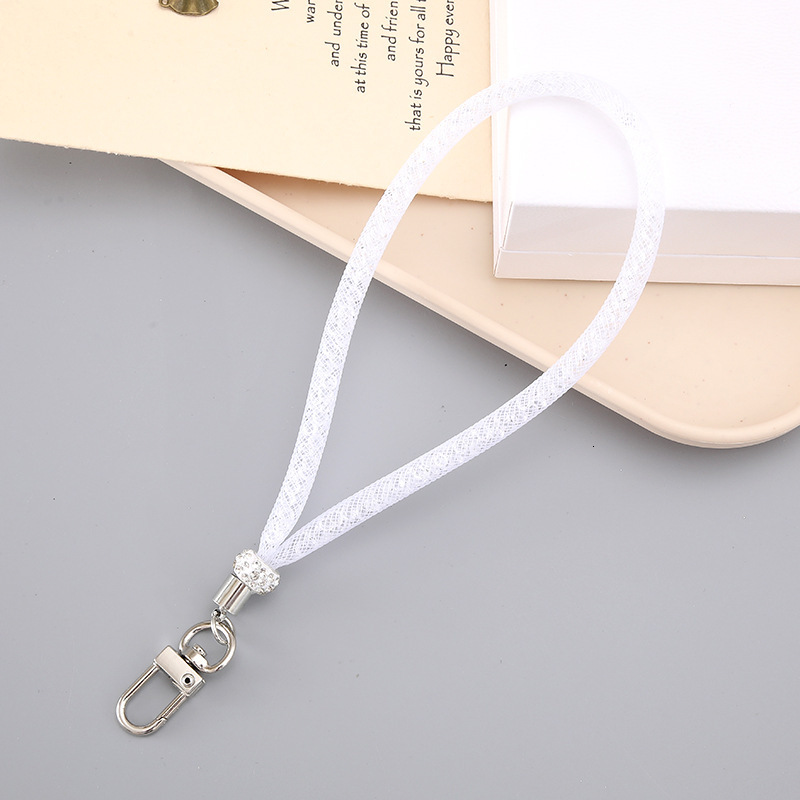 Ins new tubular mesh pendant luggage keychain decoration rhinestone chain DIY mobile phone hanging rope