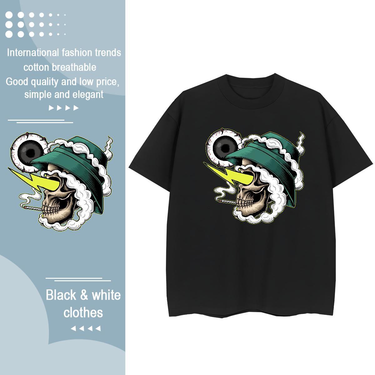 New Arrival T Shirt For Woman 230g Pure Cotton Round Neck Short Sleeve Home Outdoor skull Woman Tshirt Soft Skull Clothes Shirt