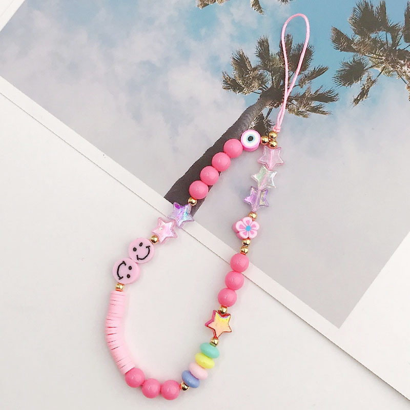 Yilian's New Soft Ceramic Chain DIY Case Phone Handmade Beaded Smiling Face Anti Loss Rope