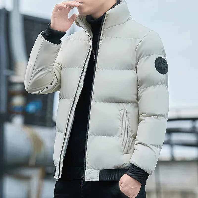 2023 New Solid Stand Collar Mens Windproof Cotton Pad Down Jacket Warm Thick Mens Parka Winter Casual Mens Jacket W240906