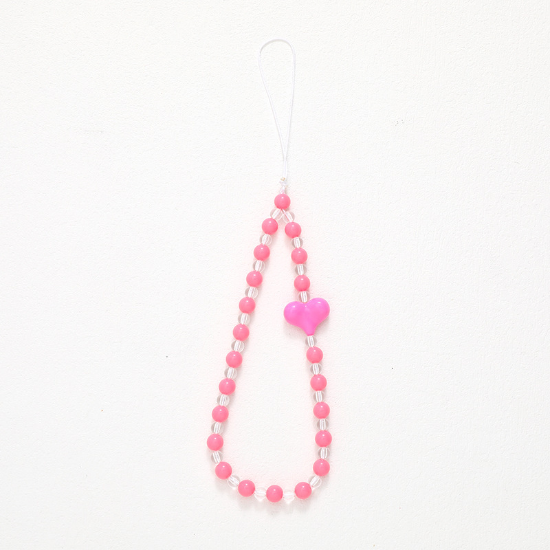 Yilian New Acrylic Love Bead Fashion Versatile Girl Phone Case Hanging Rope Anti Loss Chain Pendant