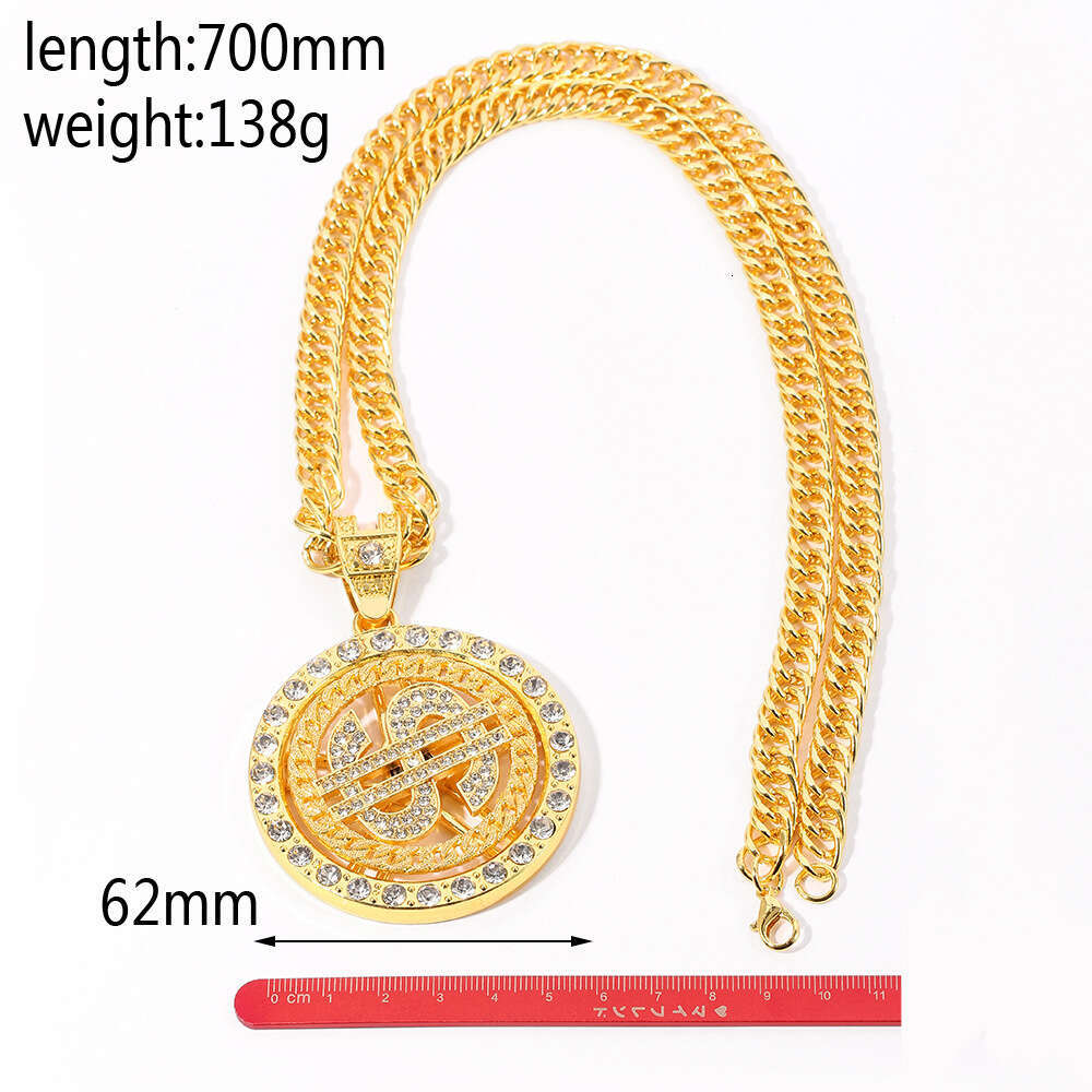 Fashion design for Men and Women diamond necklace hot selling hip-hop creative spinning dollar pendant street necklace men's jewelry party perfor