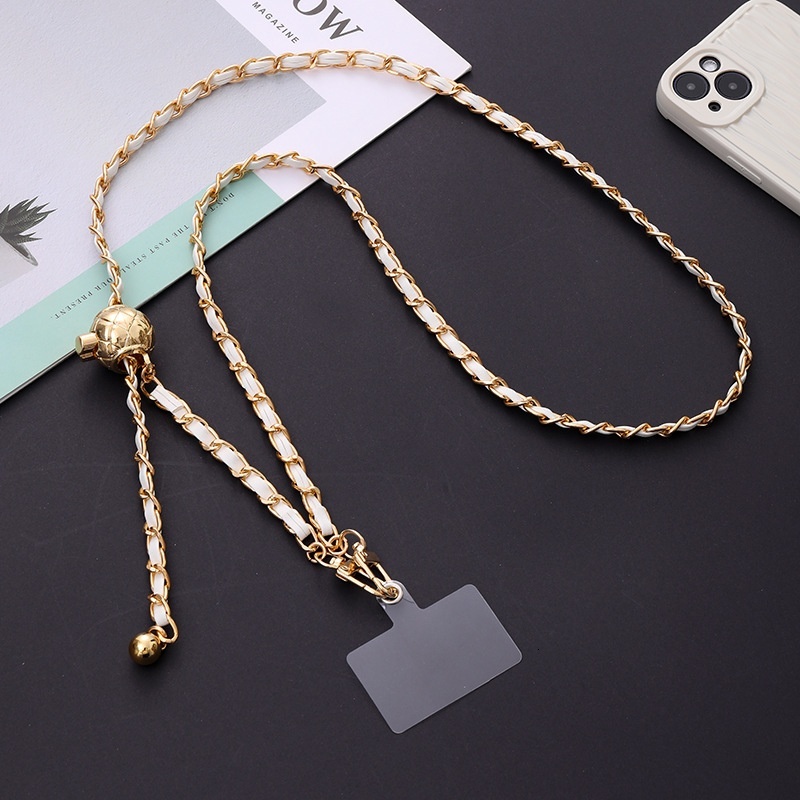 Yi Lian's new metal adjustable leather piercing DIY phone case accessories, hand woven diagonal cross chain