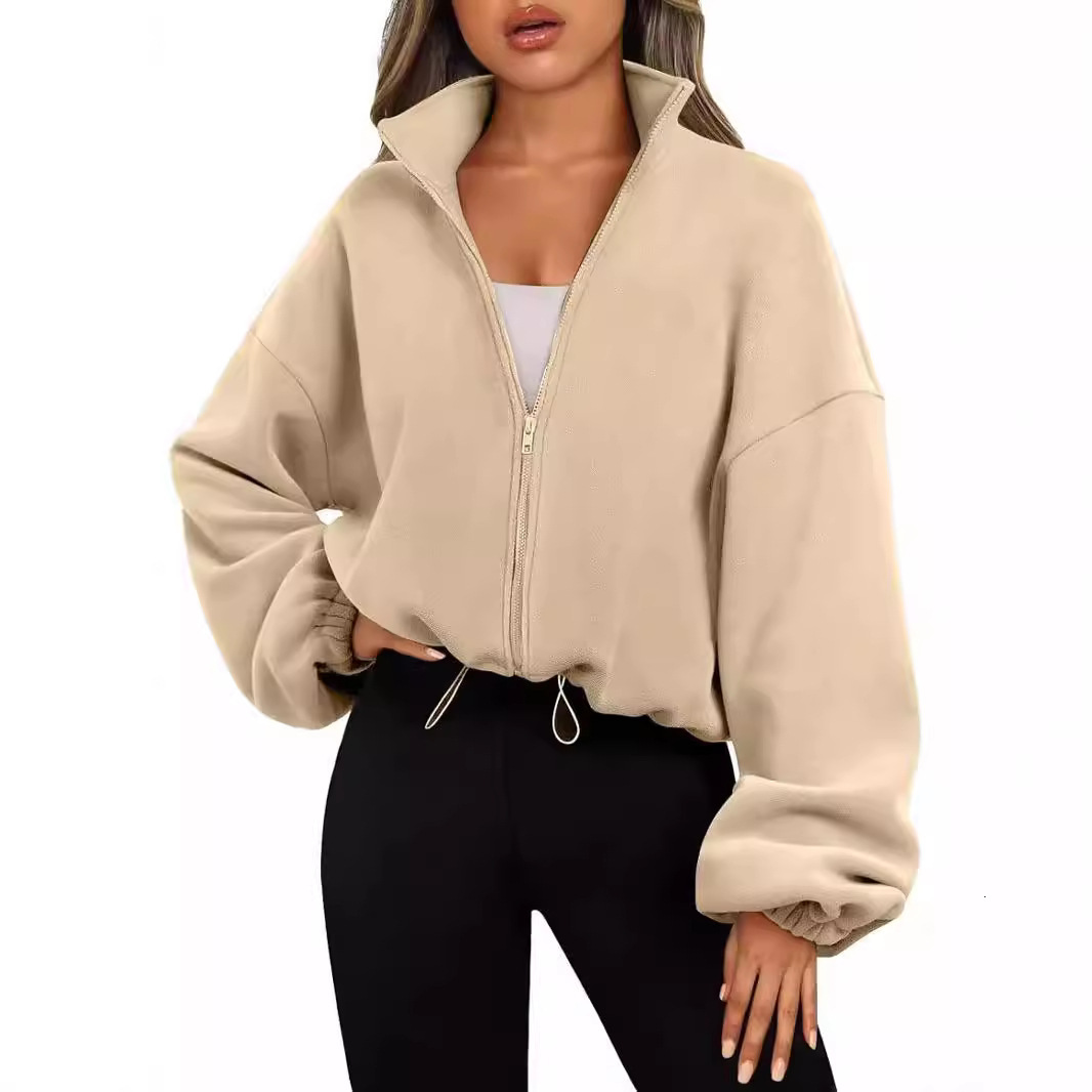 women's autumn and winter new casual top zipper long sleeved sweatshirt