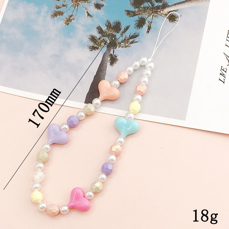 New Korean version of Ins creative love pearl bead rope acrylic mobile phone chain jewelry pendant hanging decoration