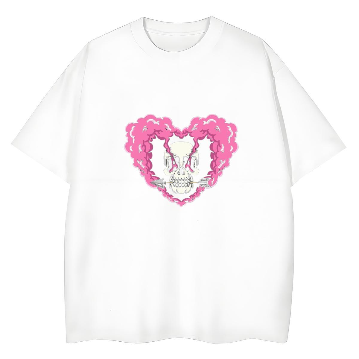2024 DIY T shirt 230g Cotton Breathable Crew Neck Spring Summer skull Lady T shirt Popular Cartoon Anime Tees Shirts