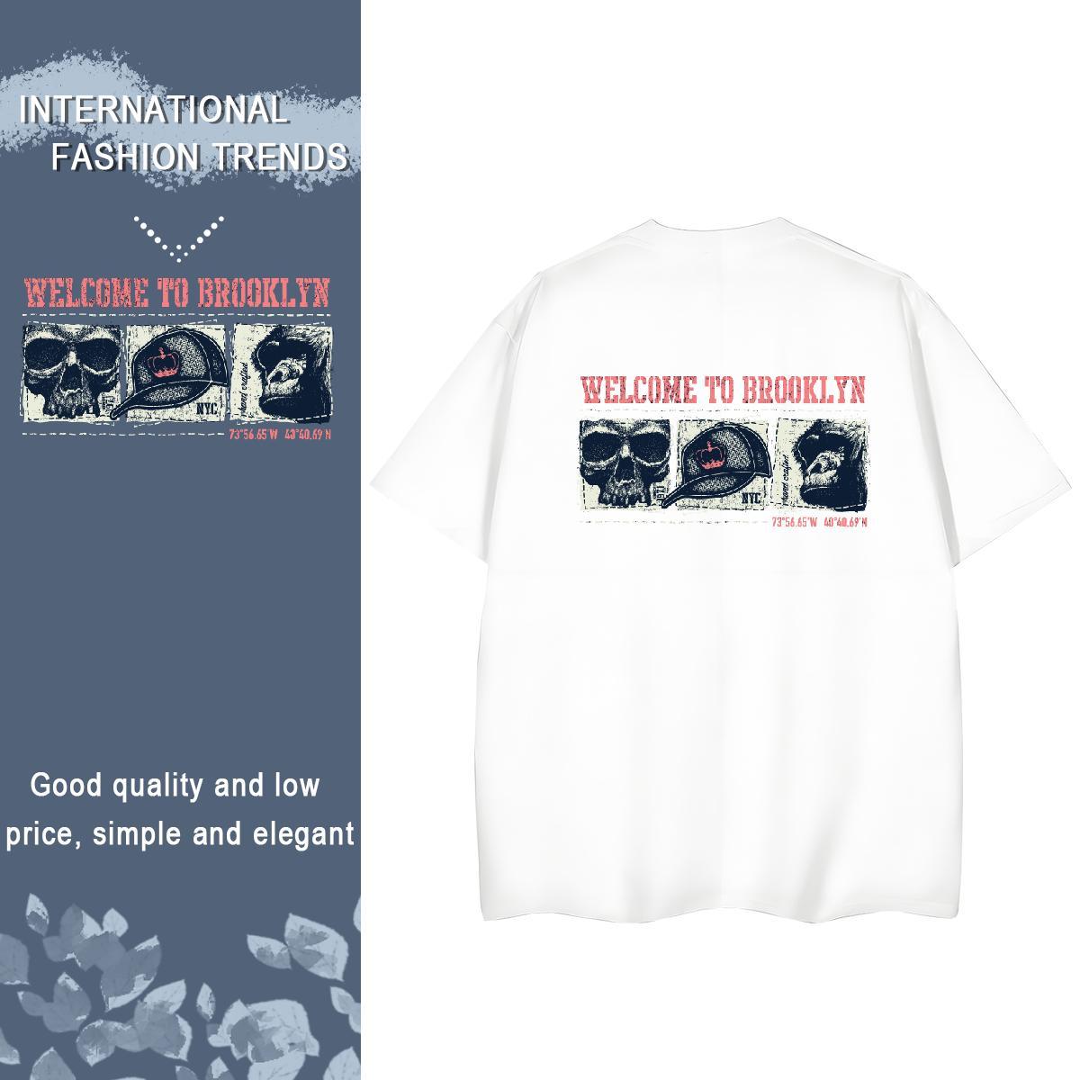 Casual New T Shirts Women 230g Cotton Breathable Short Sleeve Outdoor skull Womens Tshirts Female Black White Wear