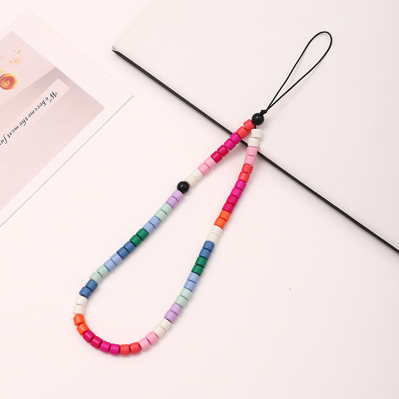 Internet celebrity anti lost Rainbow Same enamel bead DIY phone hanging rope Female wrist chain