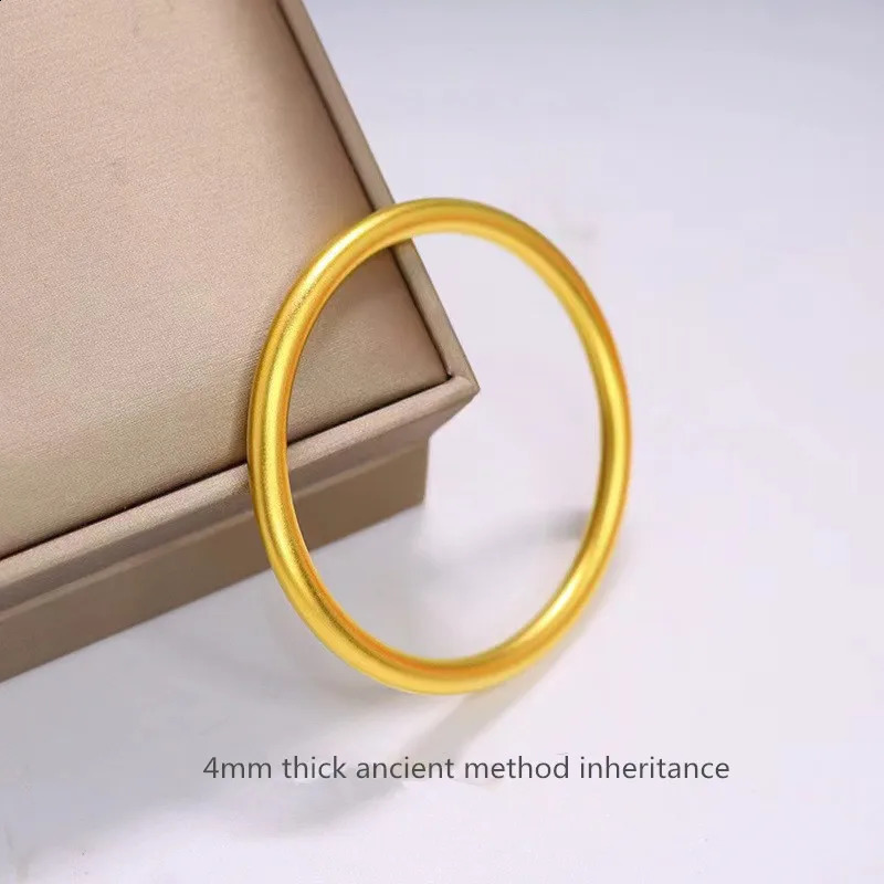 18K Gold Solid Non Demolding Bracelet Au750 Plain Ring Frosted Ancient Method Inheritance Boutique Jewelry Gift B0043 240902