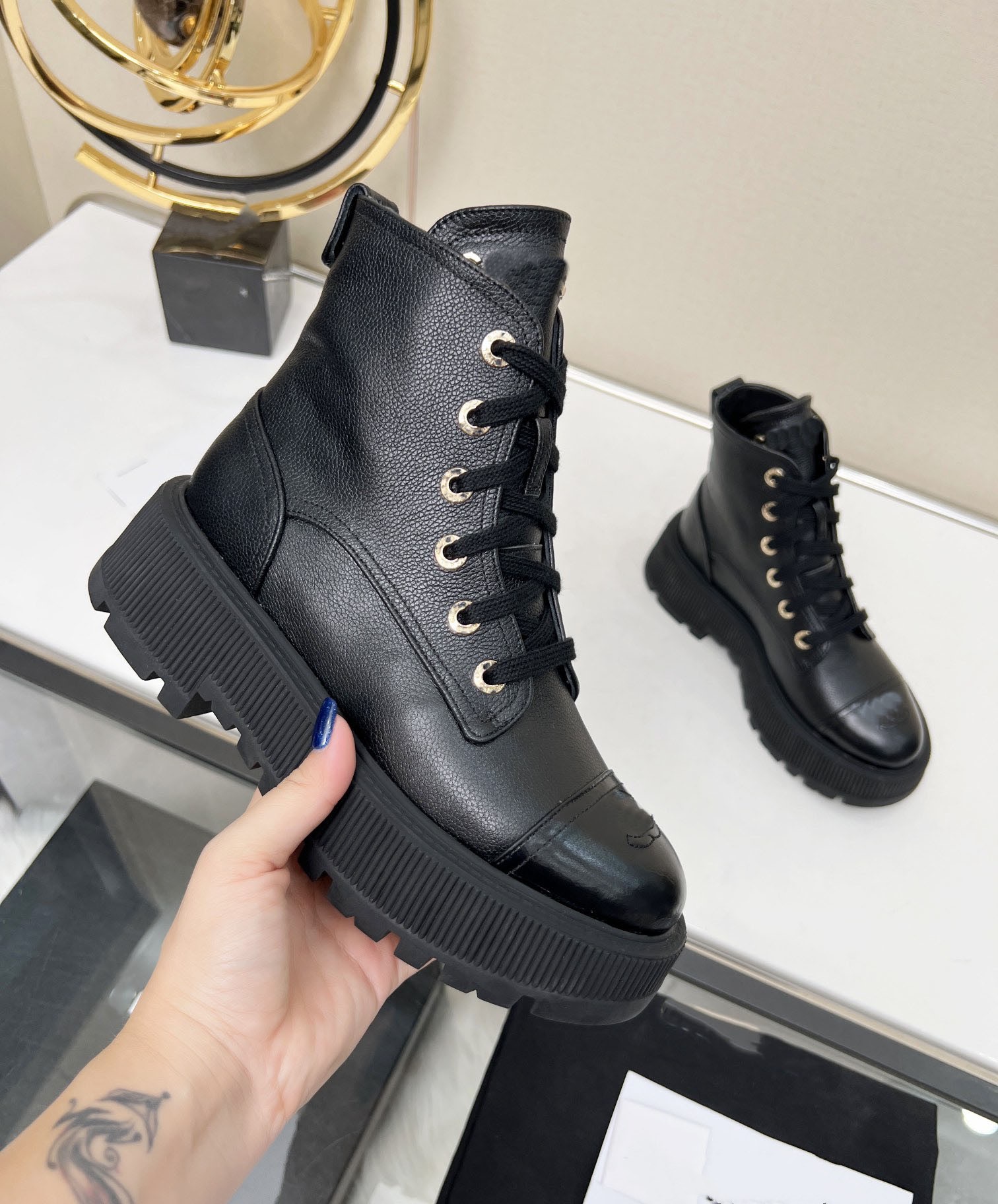 Designer ankle boots luxury C winter boots high quality leather booties fashion warm platform Women CCity ghc