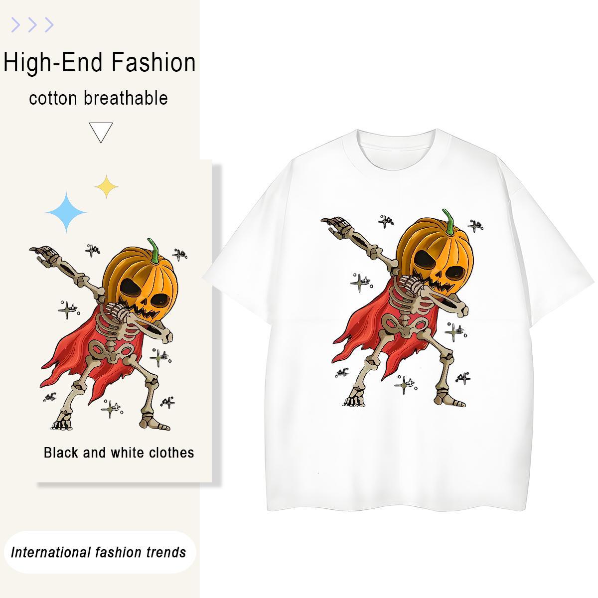 2024 DIY T-Shirts 230g 100% Cotton Breathable Short Sleeve Sports Street Wear skull Women Tshirts Designer Cartoon Floral Printing Clothings
