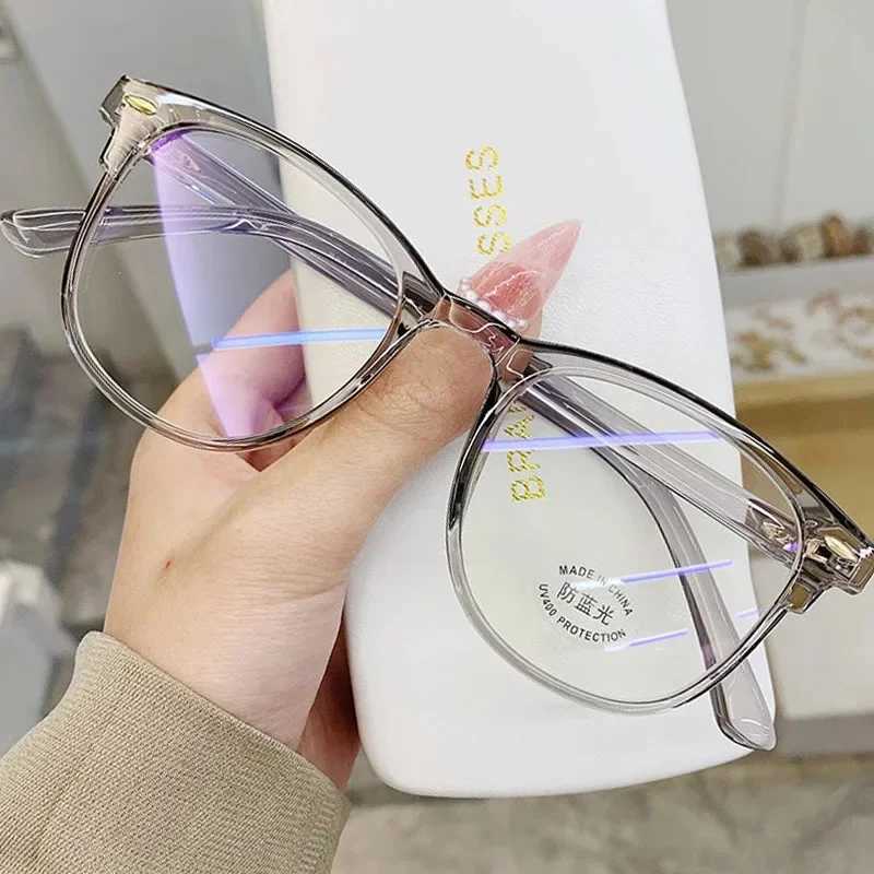 Super sized Myopia retro unisex transparent frame glasses anti blue light womens low beam glasses W240906