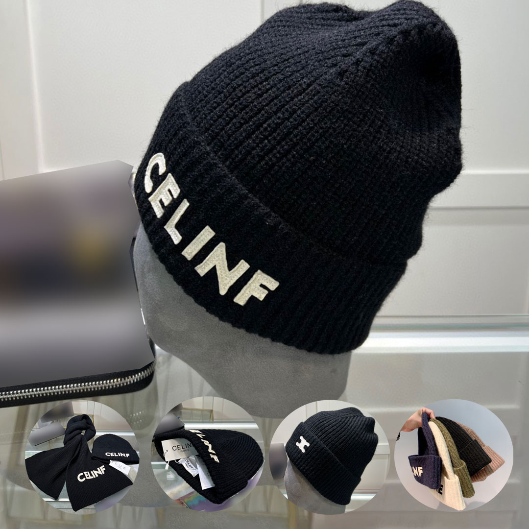 luxury c wool beanie and scarf classic french ce designer knitted hat set cel same style men and women winter warm fashion cold hat&ocy;celineis&acy;celinelies&iecy;Z9BU