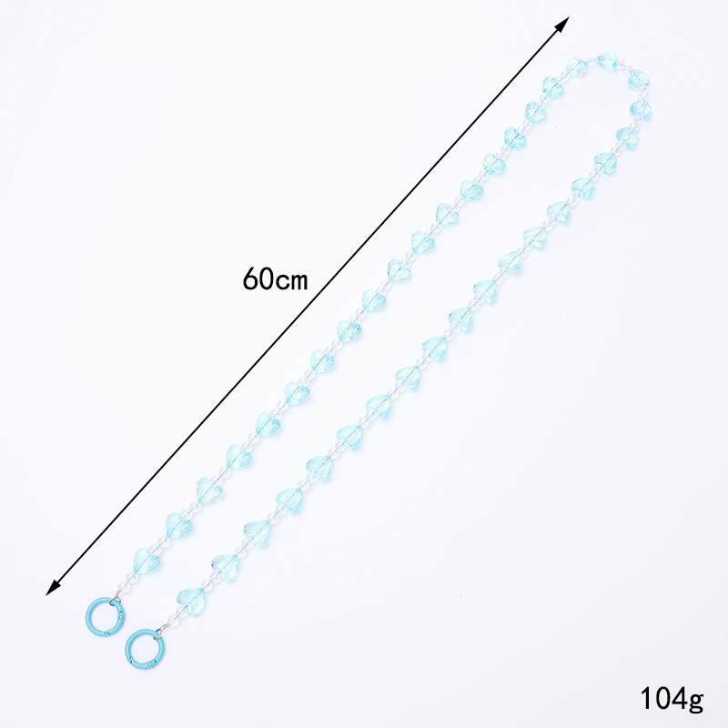 Yilian's new acrylic love crossbody chain with high-end feel, handmade bead hanging rope bag decoration, phone case pendant