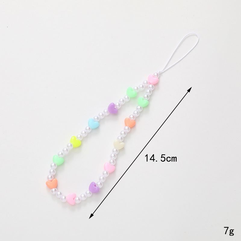 Beaded chain candy colored teddy bear bow mobile phone case hanging ornament anti fall hand rope for women