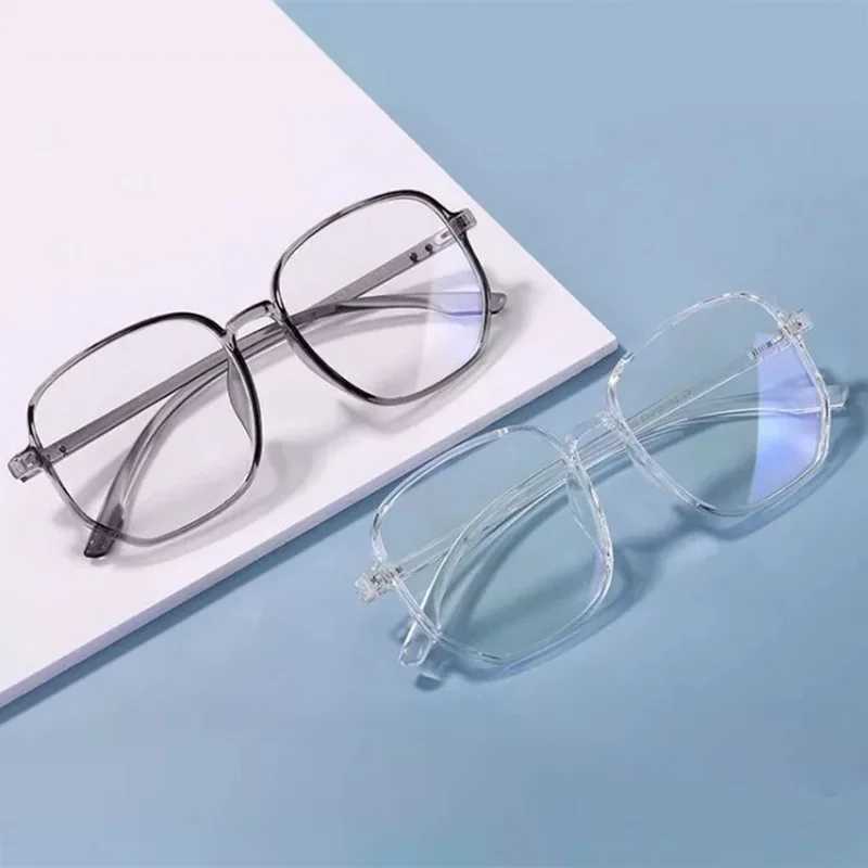 Fashionable large square frame anti blue light glasses for womens computer games eye protection glasses transparent glasses W240906
