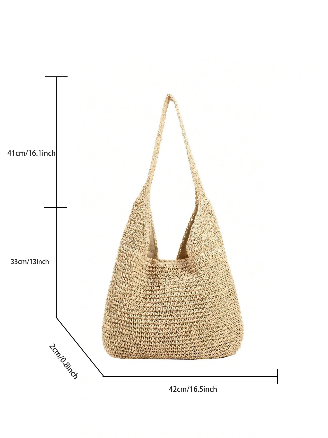 Summer Beach Resort Fashion StrawWoven Ladies LargeCapacity Shoulder Bag WIth HandWoven 241203