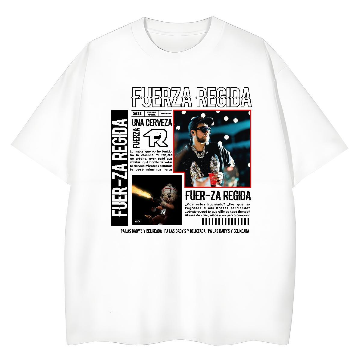 New Arrival T-Shirts 100% Cotton 230g Comfortable High Street Hip Hop Fuerza Regida Couples T Shirts Soft Oversized L-4XL Polos