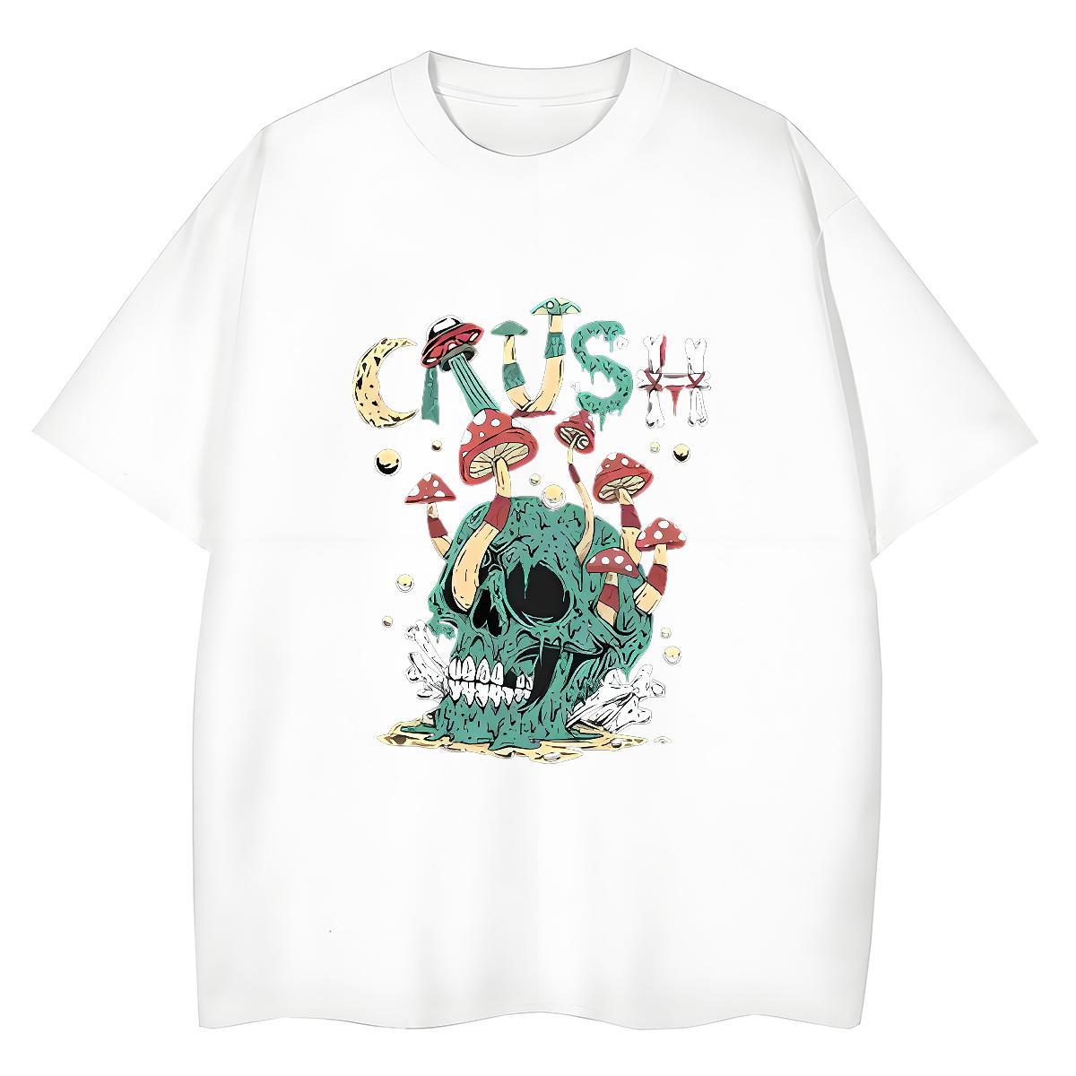 Fashion T-Shirts for Women 230g Cotton Short sleeve Soft Hip Hop Street skull Woman Tshirt Free Shipping DIY Anime Clothings