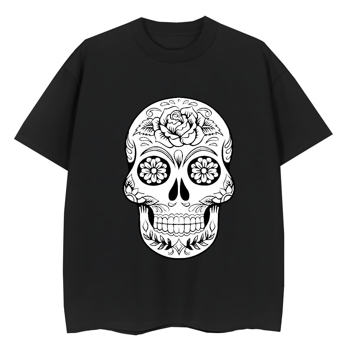 Fashion Casual Woman T Shirts 100% Cotton 230g O-Neck Short Sleeve Hip Hop skull Lady T shirt Unisex Cartoon Print Top Shirts