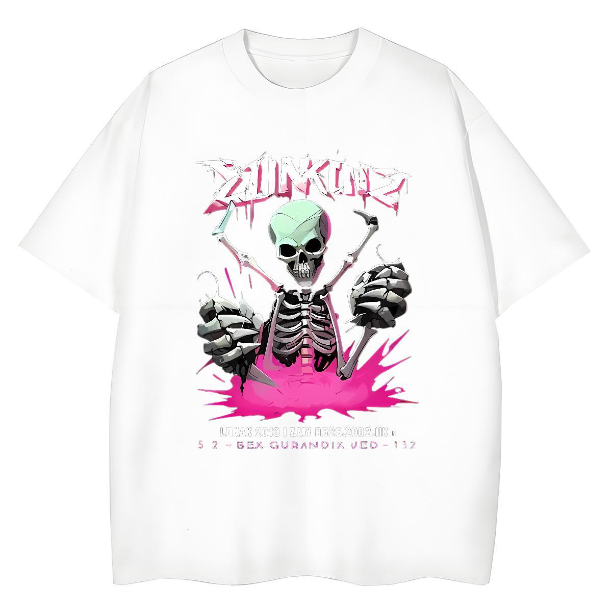Brand T-Shirts for Women 100% Cotton 230g Breathable Daily Outfit skull Unisex Tshirts Soft Cartoon Print Tops Shirt