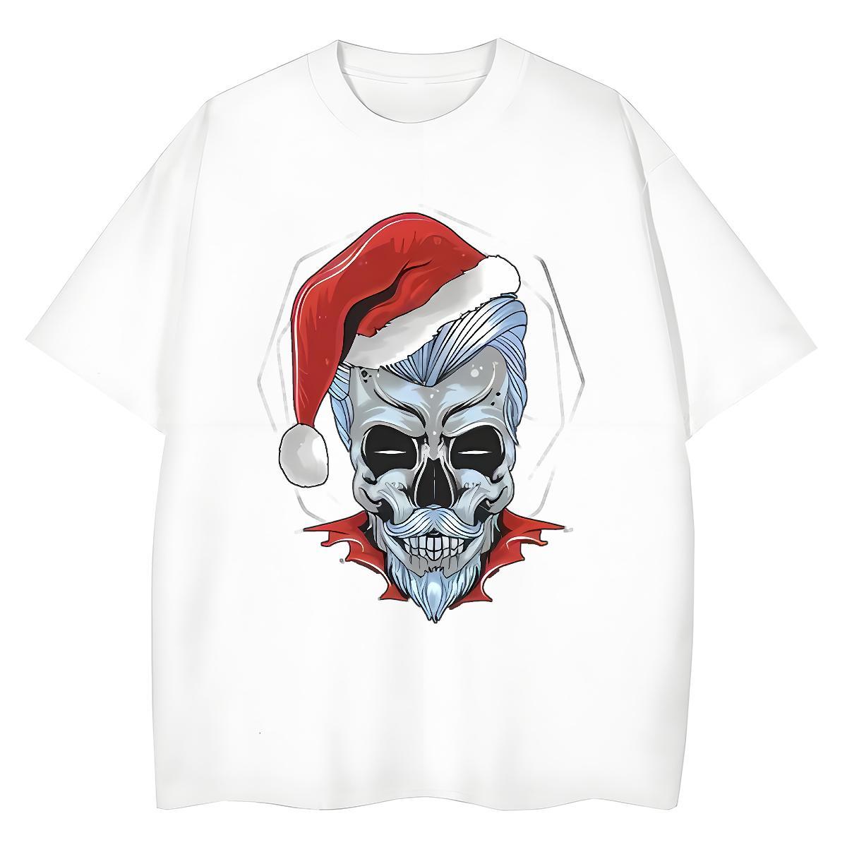 DIY T-Shirts for Women 230g Cotton Crew Neck Street Casual skull Tshirt for Man Woman Female Black White Tees Shirts
