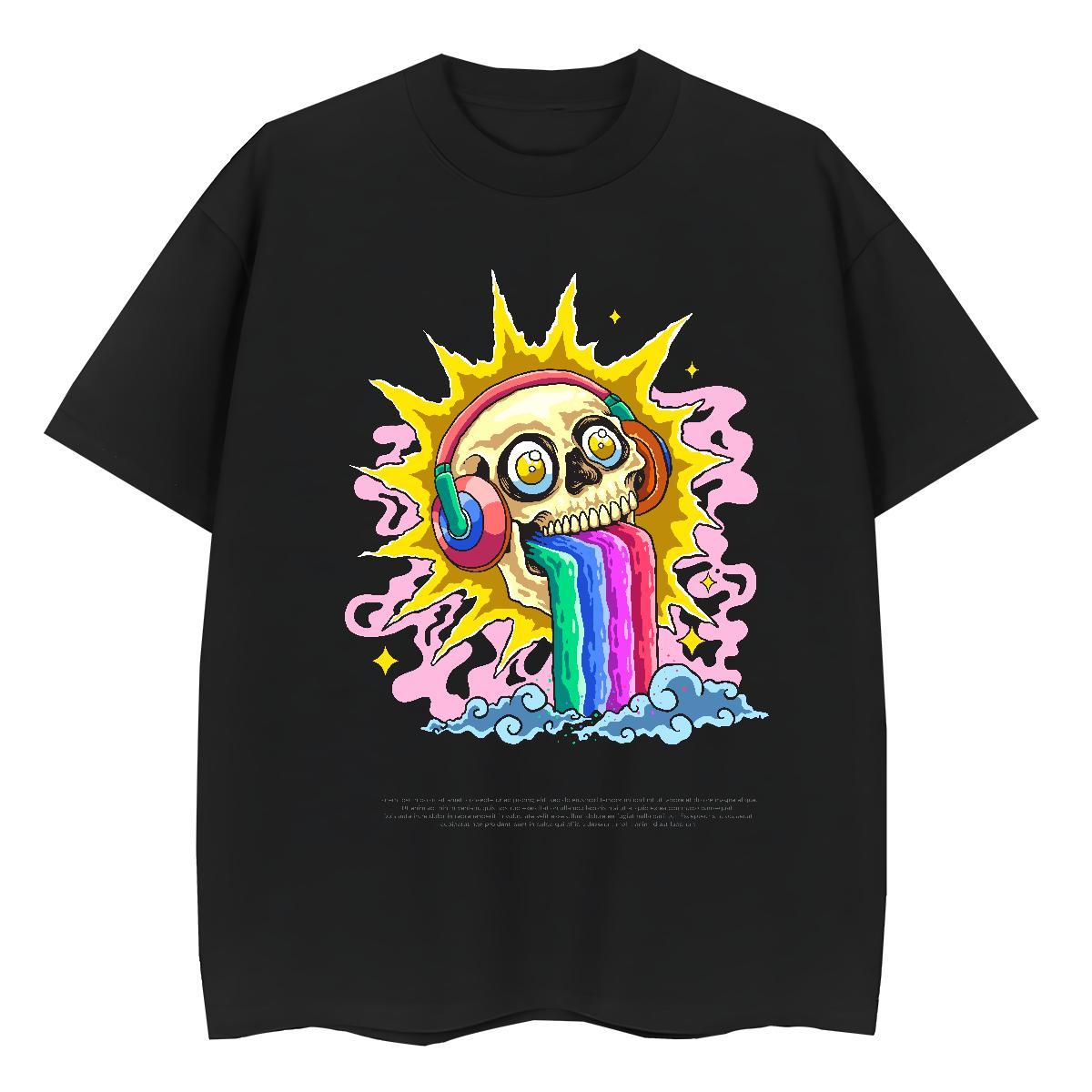 Brand T shirt 100% Cotton 230g Breathable Crew Neck Sport skull Womens Tshirts Female Plus Size Cartoon Tees Shirts
