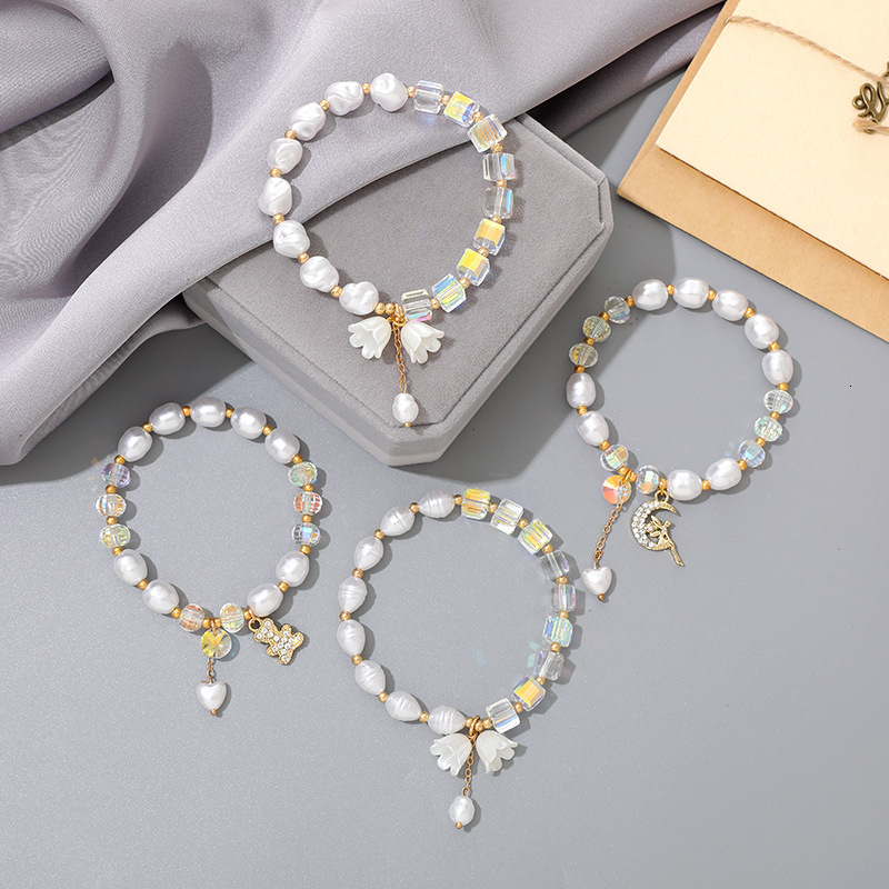 Ins niche design pearl crystal handmade Yiwu accessories simple and versatile bell orchid bracelet for women