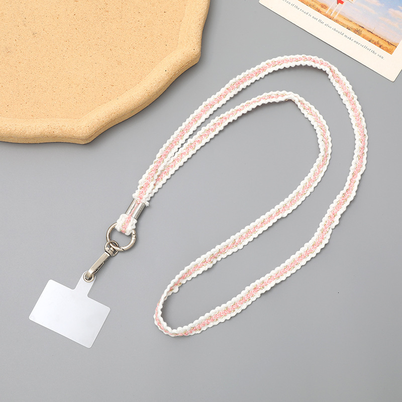 Yilian new style small fragrant woven crossbody chain phone case hanging decoration gradient color shoulder strap anti loss long pendant for women