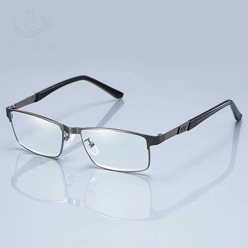 Commercial reading glasses mens metal square frame Presbyterian glasses grade+1.0 to+3.0 anti blue light glasses W240906