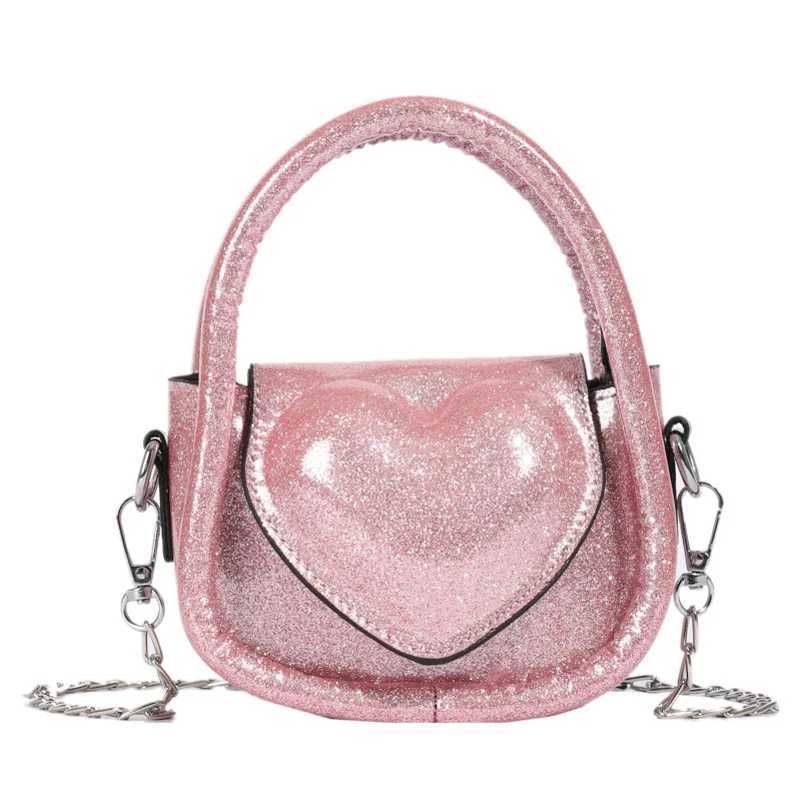 Fashion sequined shoulder bags new baby cross body bags and sweet pressed shell peach heart childrens bags suitable for boys and girls W240906