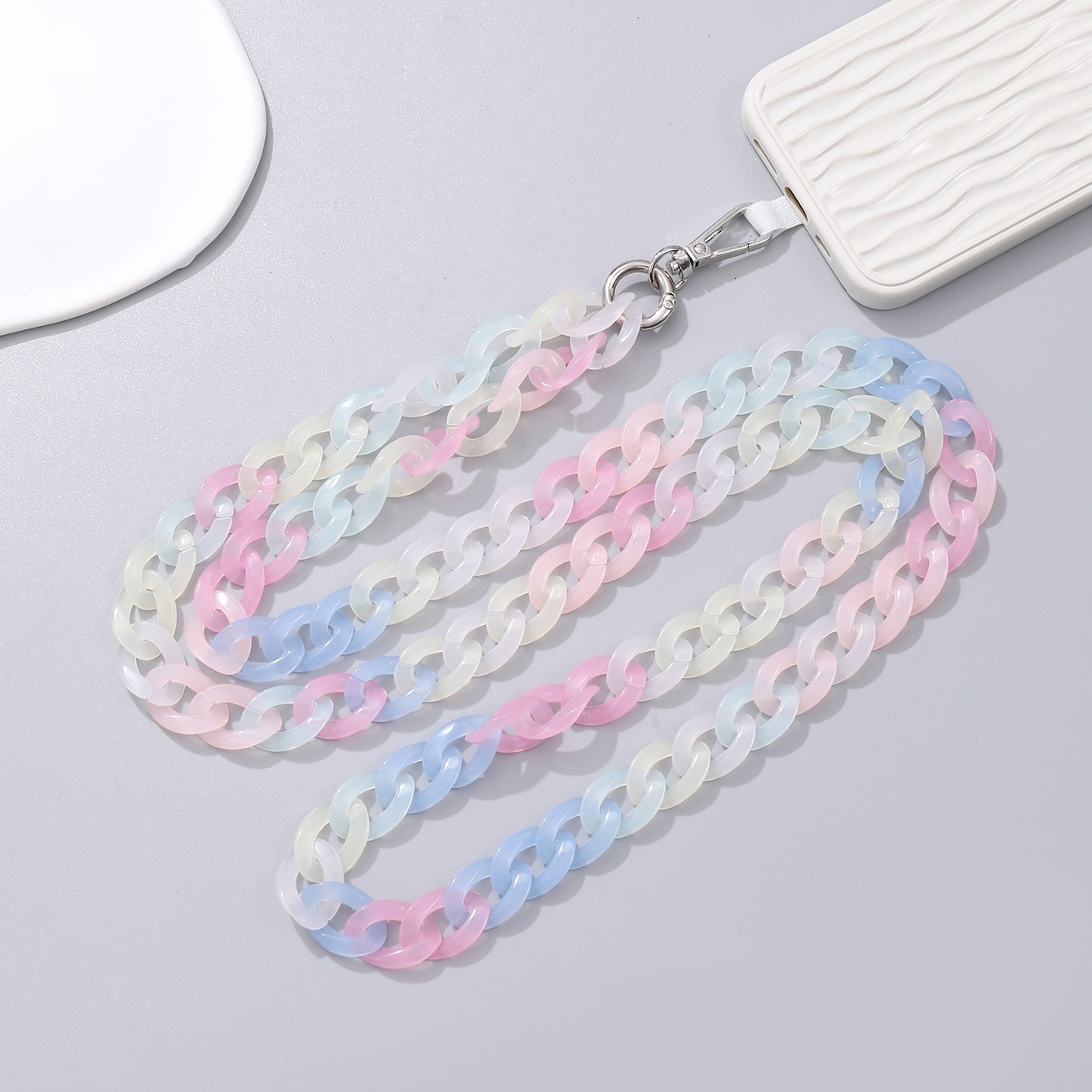 Yilian New 120cm Colored Acrylic Cross body Phone Case Jewelry Pendant drop and Anti loss Shoulder Strap Chain