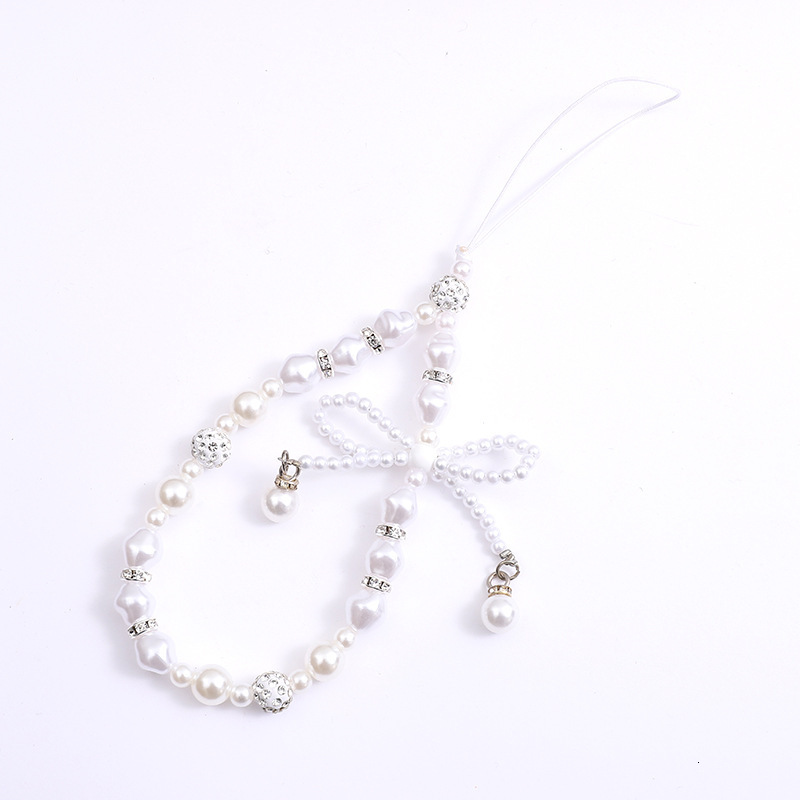 Creative new pearl bow chain, phone case, keychain, hanging rope, CCD camera, beaded pendant