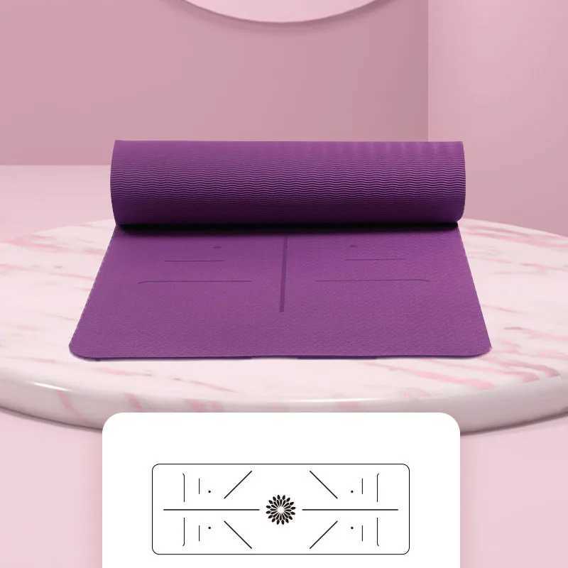 Womens new solid color TPE yoga mat anti slip exercise fitness mat for exercising yoga and Pilates gymnastics mat fitness equipment W240906