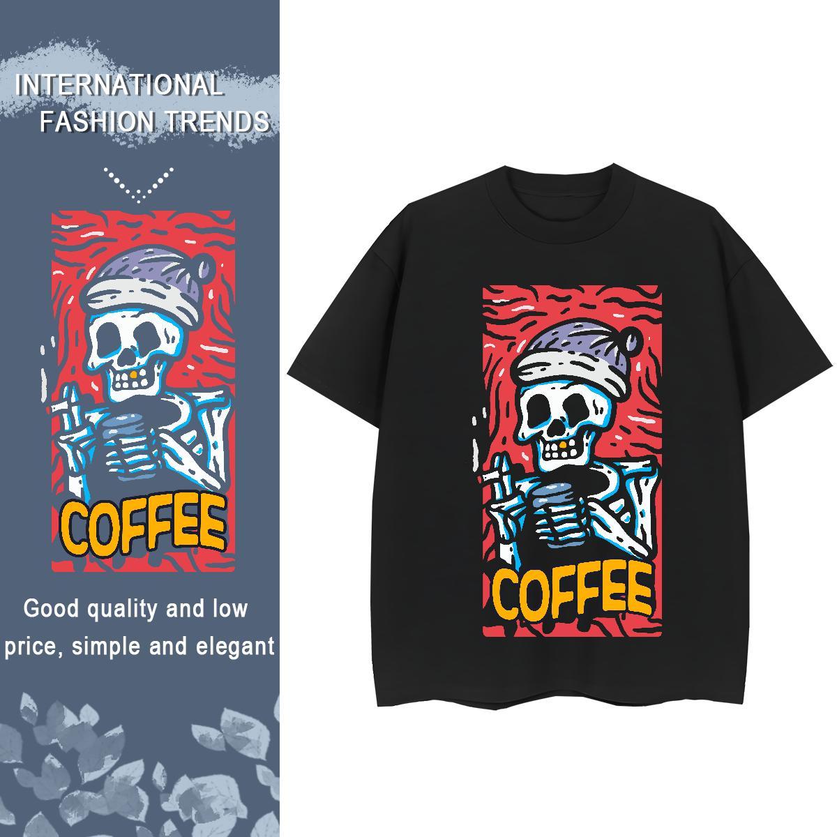 Stylist T Shirts Women 230g Pure Cotton Breathable Crew Neck Daily Outfit skull Lady T shirt Soft Cartoon Printing L-4XL Clothes Shirt