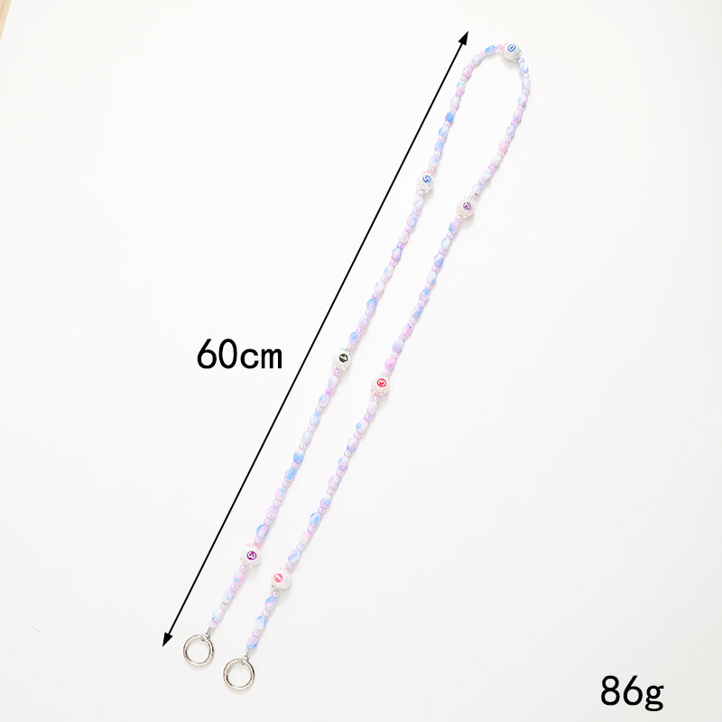 Yilian new flower crystal digital acrylic bead crossbody chain, long mobile phone hanging rope for women