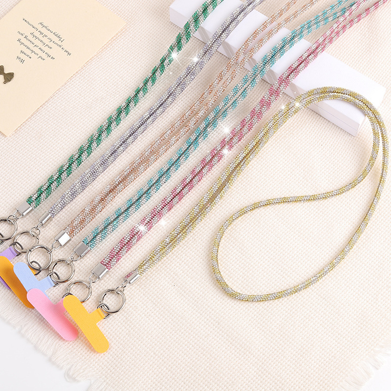Light luxury new lanyard long rhinestone crossbody phone case keychain pendant high-end chain decoration