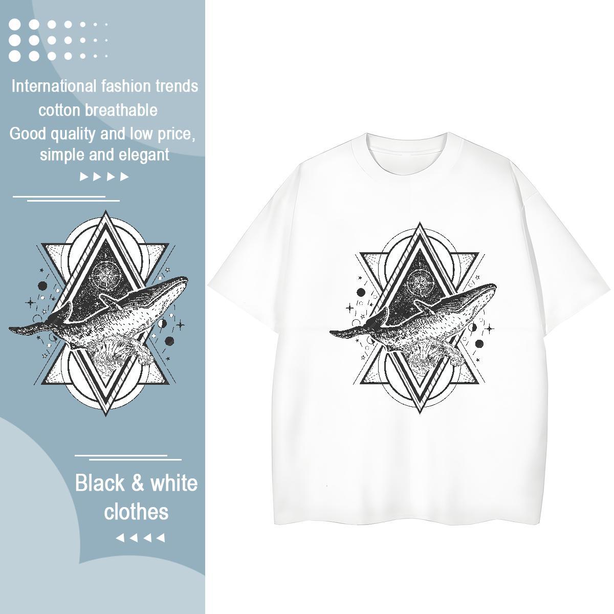 Factory Direct T shirt 100% Cotton 230g Breathable Short Sleeve Casual Daily Wear shark Women Tees Unisex Oversized L-4XL Top Tees