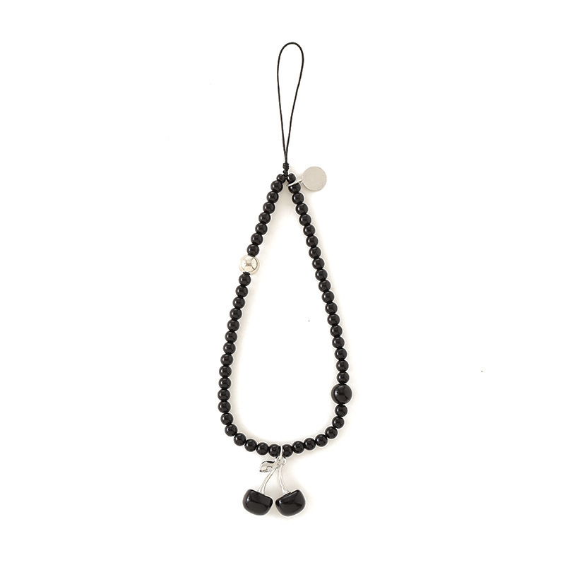 Ins niche new red cherry pendant bead CCD camera mobile phone rope luggage keychain hanging chain