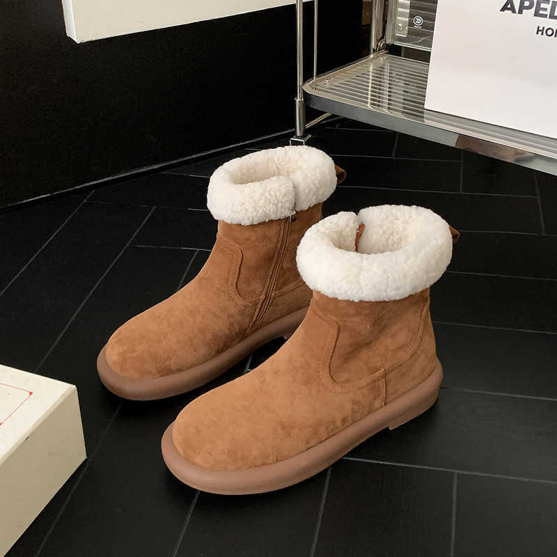 CMM Little Cotton Jacket Autumn and Winter Lamb Wool Warm and Plush Thick Fur Snow Boots for Women Thick Soles and Short Boots