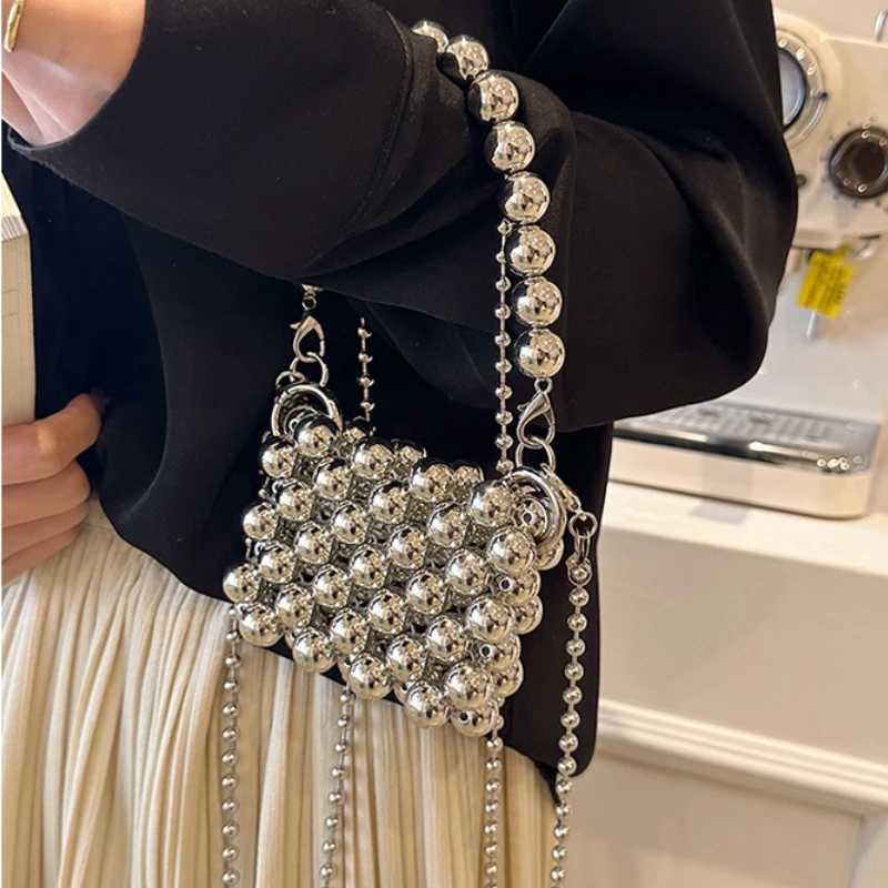 Childrens mini handbag tote bag bead woven cross body bag baby girl coin bag clutch bag Kawaii childrens pearl handbag W240906
