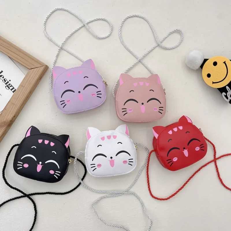 New Cartoon Childrens Messenger Bag Cute Cat Childrens Fashion Coin Wallet and Handbag Cute Boys and Girls Mini Shoulder Bag W240906