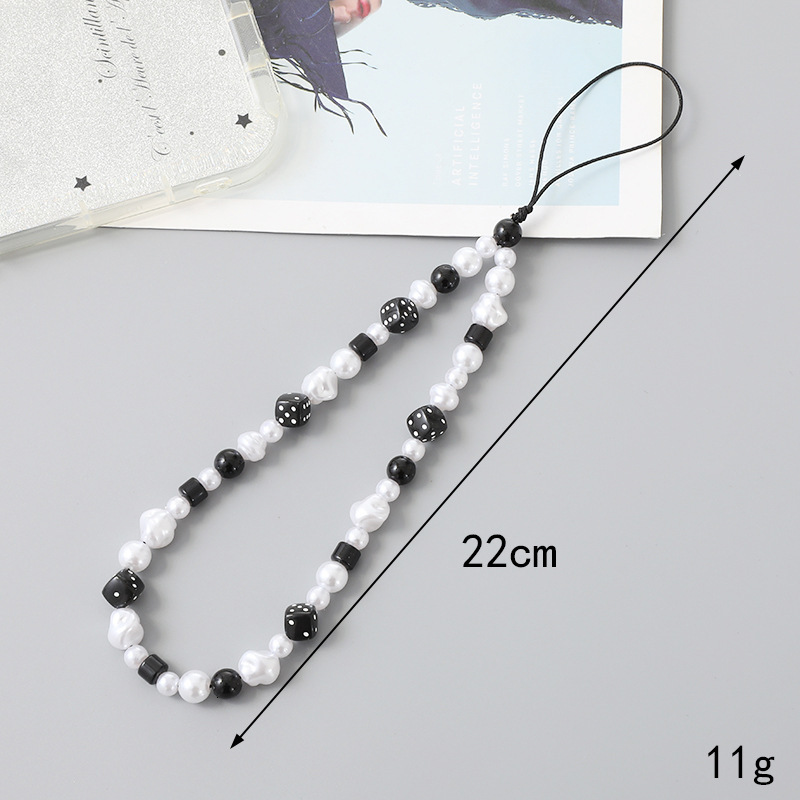 New pearl bow mobile tulip CCD camera lanyard phone case hanging decoration anti fall jewelry chain