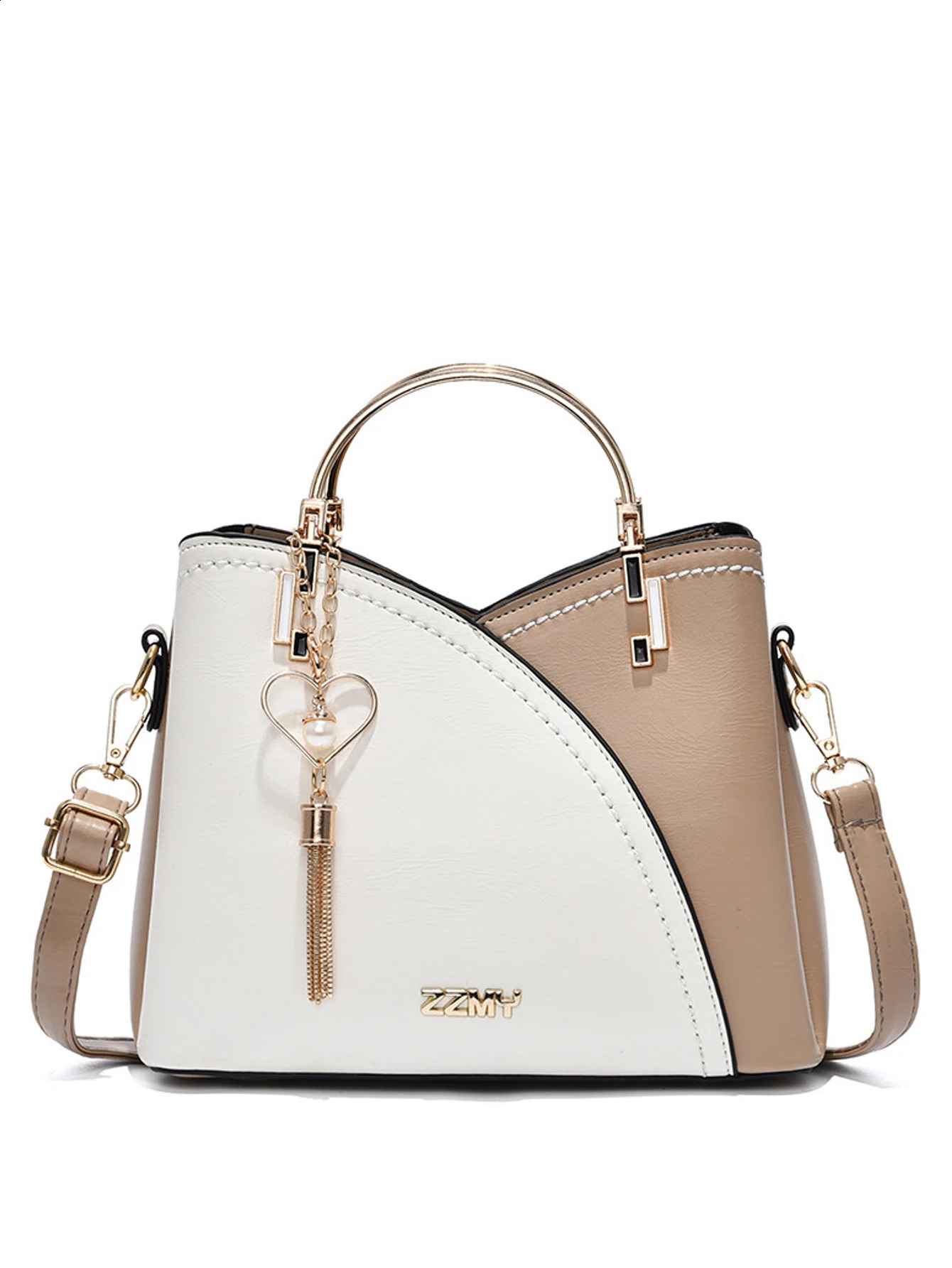Fashionable two tone handbag colorful lock cross body bag womens office and work wallet with pocket charm 240904