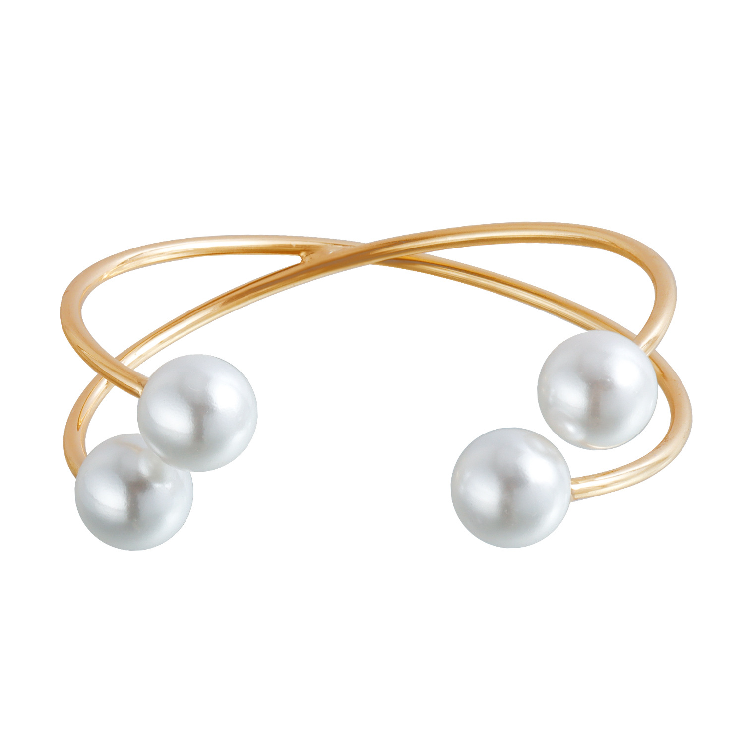 Stainless Steel Bangle Bracelets For Women Gold Plated 4 Imitation Pearls Bracelet Jewelry Simple Fashion Minimalist Bangles Party Birthday Office Gif