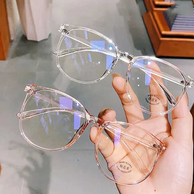 Transparent frame anti blue light glasses Korean fashion computer gaming glasses womens retro optical ordinary glasses W240906